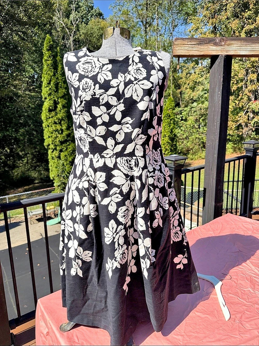 Talbots Floral Midi Dress in Black & White Size 8 New NWT